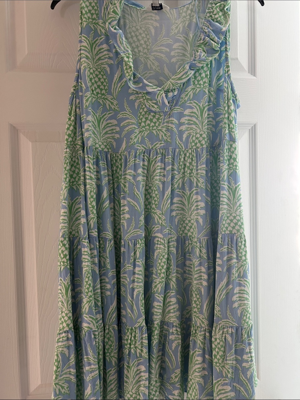 Blue & Green Pineapple Ruffle Dress